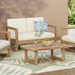 English Elm Outdoor Acacia Hardwood Loveseat Set with Slatted Design and Weather Resistant Cushions 73020.00BBGE