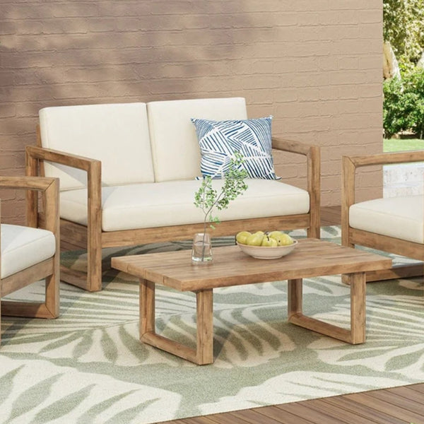 English Elm Outdoor Acacia Hardwood Loveseat Set with Slatted Design and Weather Resistant Cushions 73020.00BBGE