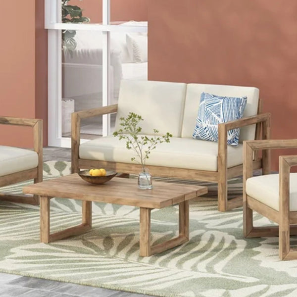 English Elm Outdoor Acacia Hardwood Loveseat Set with Slatted Design and Weather Resistant Cushions 73020.00BBGE