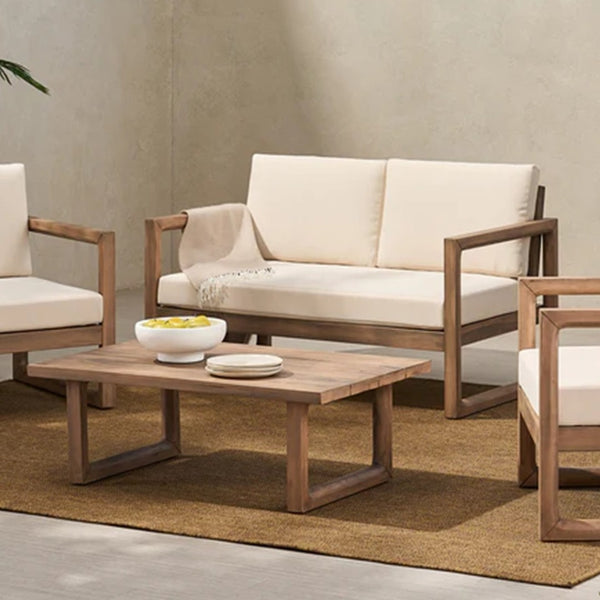 English Elm Outdoor Acacia Hardwood Loveseat Set with Slatted Design and Weather Resistant Cushions 73020.00BBGE