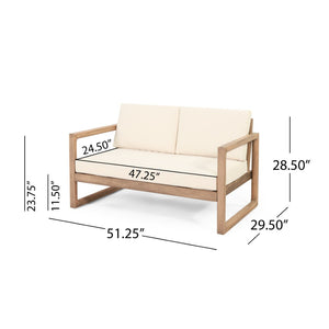 English Elm Outdoor Acacia Hardwood Loveseat Set with Slatted Design and Weather Resistant Cushions 73020.00BBGE