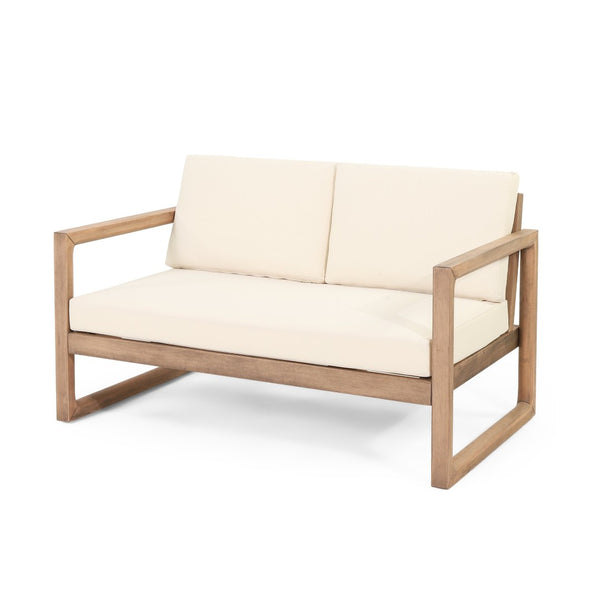 English Elm Outdoor Acacia Hardwood Loveseat Set with Slatted Design and Weather Resistant Cushions 73020.00BBGE