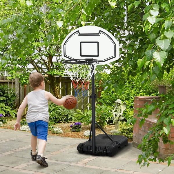 English Elm Aosom Poolside Adjustable Basketball System with Weighted Base and Weather Resistant Net W2225P249724