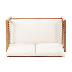 English Elm Outdoor Acacia Wood Loveseat Set with Iron Accents Cushions and Slatted Coffee Table 73021.00BGE