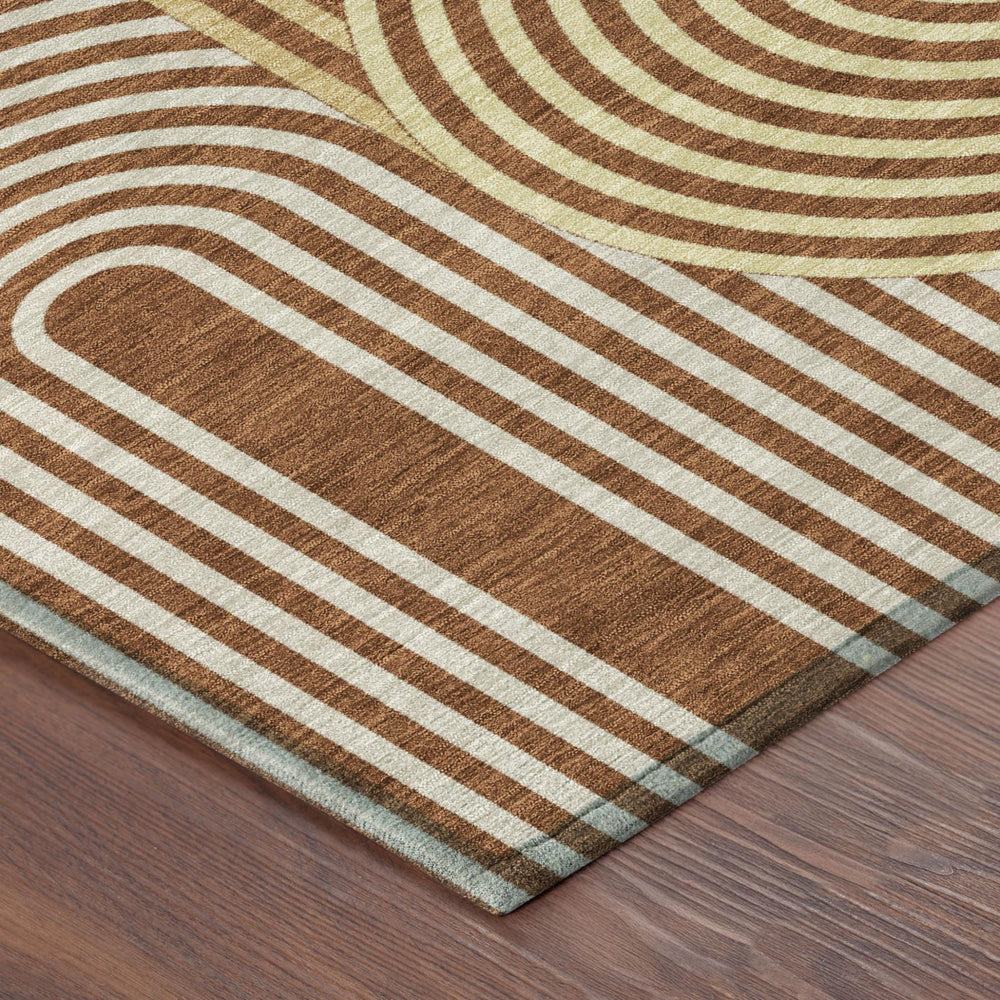 10 Ft Geometric Polyester Area Rug in Bold Orange Tones Machine Washable Indoor Outdoor
