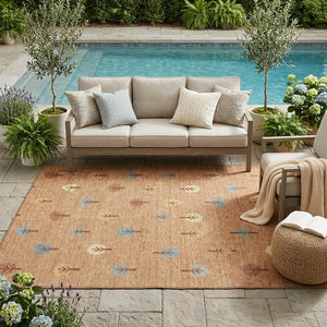 Geometric Polyester Area Rug Washable Indoor Outdoor for Patios Entryways and Living Rooms