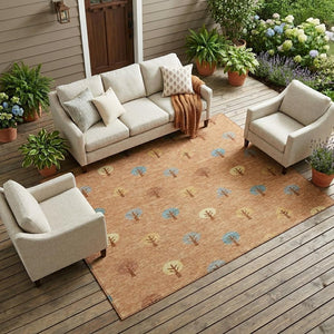 Geometric Polyester Area Rug Washable Indoor Outdoor for Patios Entryways and Living Rooms