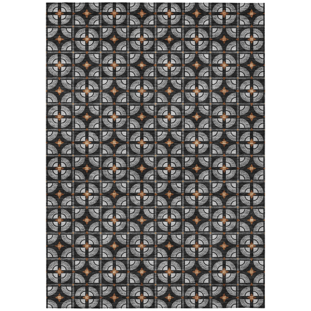 HomeRoots Geometric Polyester Area Rug Washable Indoor Outdoor Stain Resistant Modern Accent with Felt Back 8' x 10' 730309