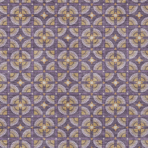 Geometric Polyester Area Rug Washable Purple Gold Indoor Outdoor Patio Entryway Use