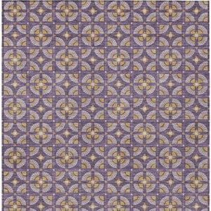 Geometric Polyester Area Rug Washable Purple Gold Indoor Outdoor Patio Entryway Use