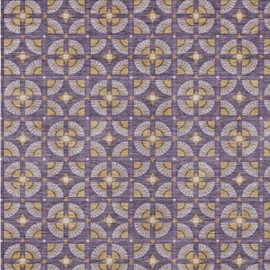 Geometric Polyester Area Rug Washable Purple Gold Indoor Outdoor Patio Entryway Use