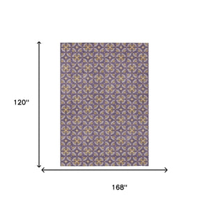 Geometric Polyester Area Rug Washable Purple Gold Indoor Outdoor Patio Entryway Use
