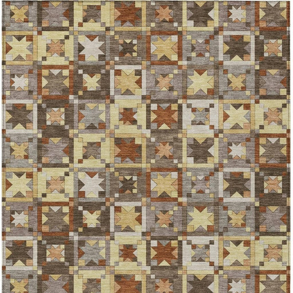 Patchwork Washable Polyester Area Rug Indoor Outdoor Uv Resistant with Non-slip Felt Backing