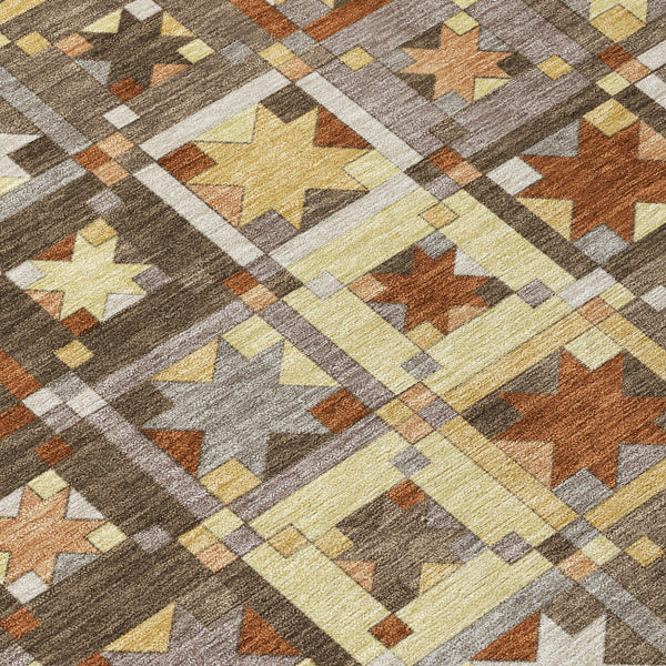 Patchwork Washable Polyester Area Rug Indoor Outdoor Uv Resistant with Non-slip Felt Backing