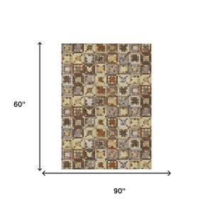 Patchwork Washable Polyester Area Rug Indoor Outdoor Uv Resistant with Non-slip Felt Backing