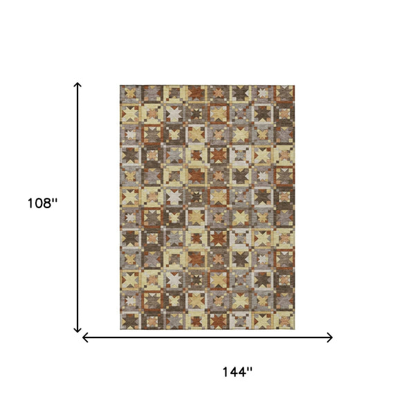 Patchwork Washable Polyester Area Rug Indoor Outdoor Uv Resistant with Non-slip Felt Backing