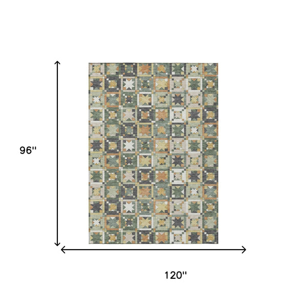 Patchwork Polyester Area Rug Washable Indoor Outdoor Low Pile Uv Resistant Artisan Weave