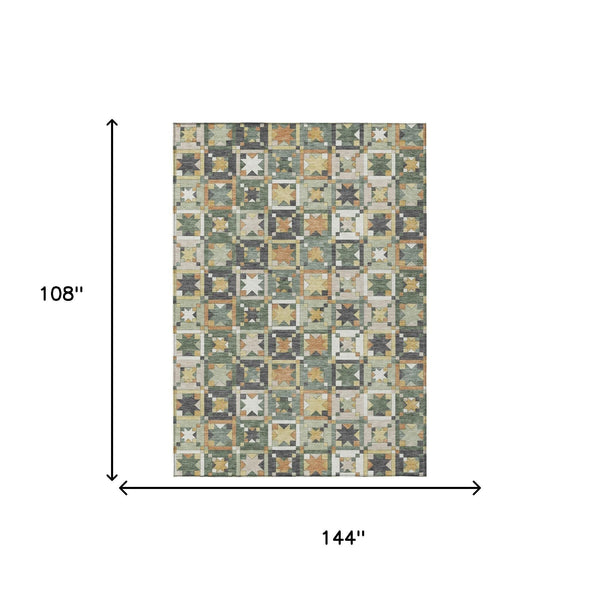 Patchwork Polyester Area Rug Washable Indoor Outdoor Low Pile Uv Resistant Artisan Weave