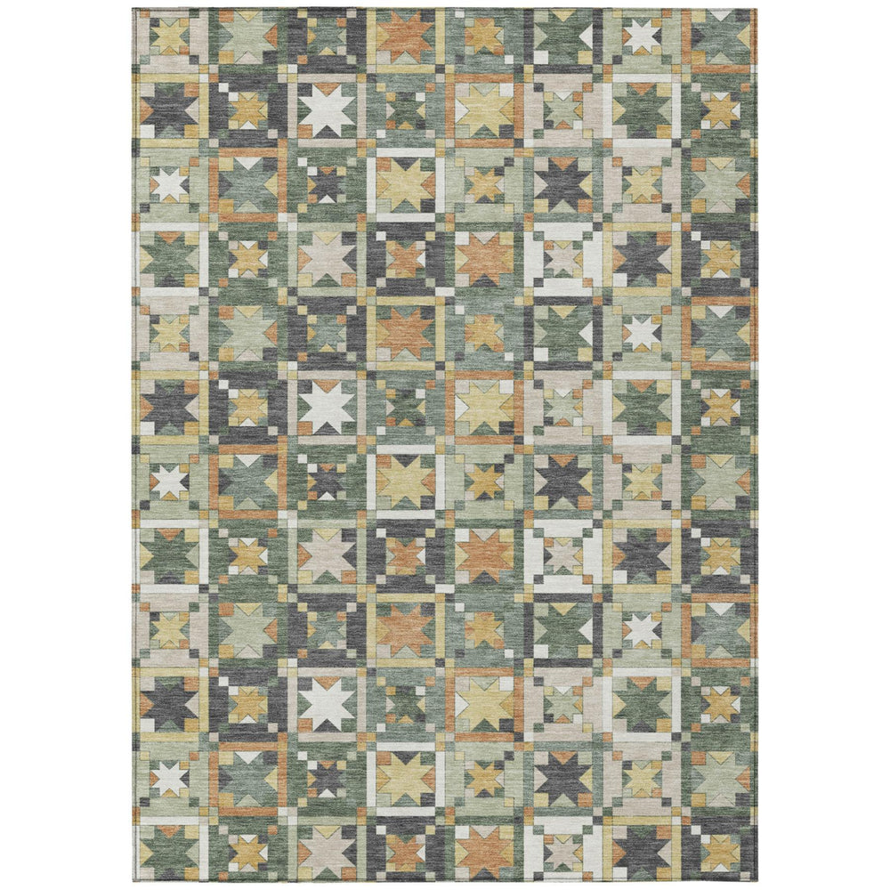 HomeRoots Patchwork Polyester Area Rug Washable Indoor Outdoor Low Pile Uv Resistant Artisan Weave 10' x 14' 730371