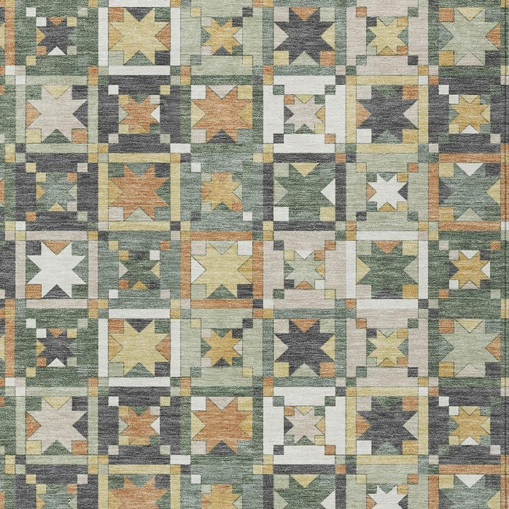 HomeRoots Patchwork Polyester Area Rug Washable Indoor Outdoor Low Pile Uv Resistant Artisan Weave 10' x 14' 730371