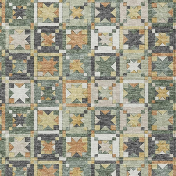Patchwork Polyester Area Rug Washable Indoor Outdoor Low Pile Uv Resistant Artisan Weave