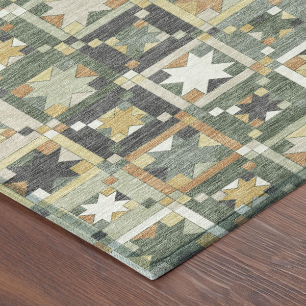 Patchwork Polyester Area Rug Washable Indoor Outdoor Low Pile Uv Resistant Artisan Weave