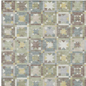 Patchwork Polyester Area Rug Washable Uv Resistant Indoor Outdoor for Patio or Family Room