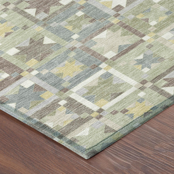 Patchwork Polyester Area Rug Washable Uv Resistant Indoor Outdoor for Patio or Family Room