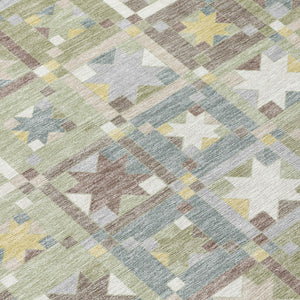 Patchwork Polyester Area Rug Washable Uv Resistant Indoor Outdoor for Patio or Family Room