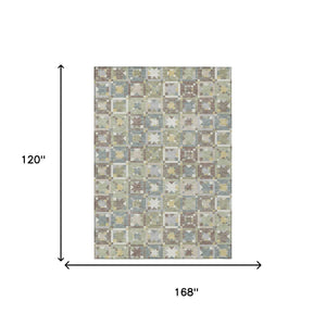 Patchwork Polyester Area Rug Washable Uv Resistant Indoor Outdoor for Patio or Family Room