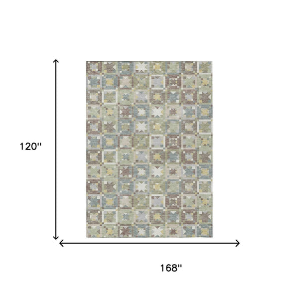 Patchwork Polyester Area Rug Washable Uv Resistant Indoor Outdoor for Patio or Family Room