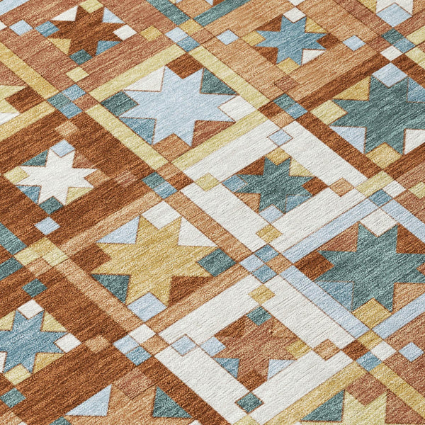 Patchwork Polyester Area Rug Washable Uv Resistant for Indoor Outdoor Patios and Living Rooms