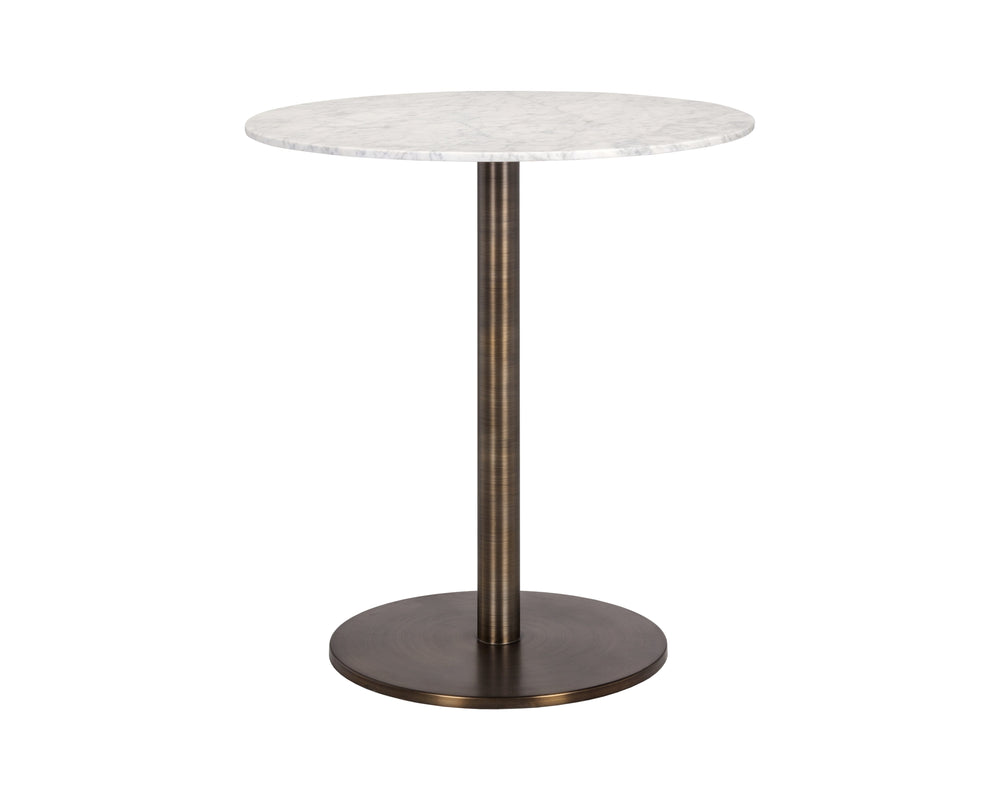 Sunpan Enco Counter Table - Art Deco Marble Top with Antique Gold Base, Perfect for Bars and Lounges Round - 35W x 35D x 37.5H