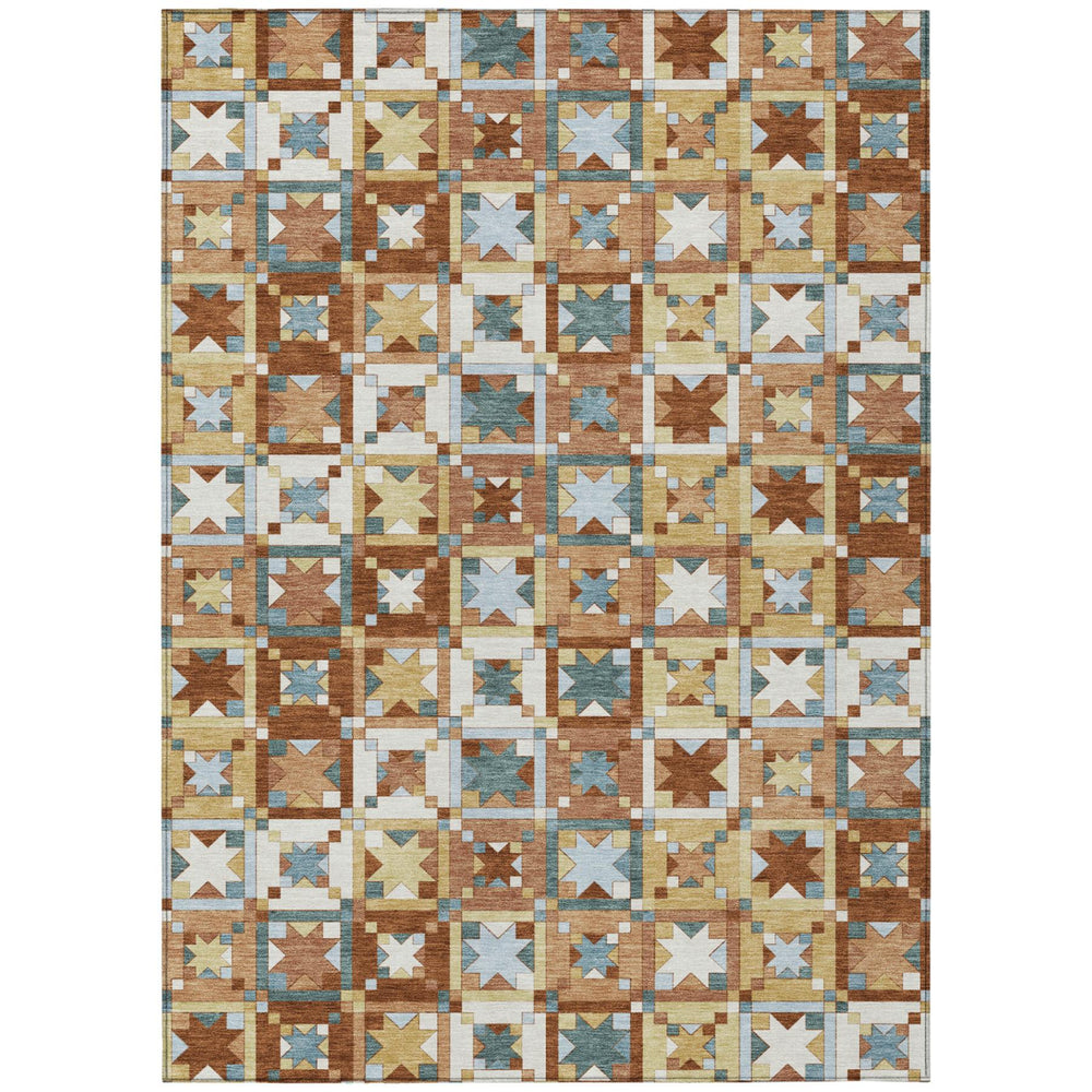 Patchwork Polyester Area Rug Washable Uv Resistant for Indoor Outdoor Patios and Living Rooms