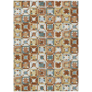 Patchwork Polyester Area Rug Washable Uv Resistant for Indoor Outdoor Patios and Living Rooms