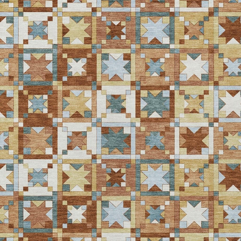 Patchwork Polyester Area Rug Washable Uv Resistant for Indoor Outdoor Patios and Living Rooms