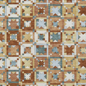 Patchwork Polyester Area Rug Washable Uv Resistant for Indoor Outdoor Patios and Living Rooms