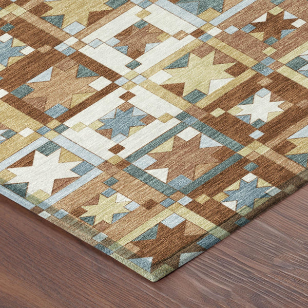 Patchwork Polyester Area Rug Washable Uv Resistant for Indoor Outdoor Patios and Living Rooms