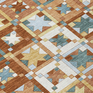 Patchwork Polyester Area Rug Washable Uv Resistant for Indoor Outdoor Patios and Living Rooms