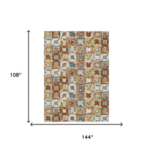 Patchwork Polyester Area Rug Washable Uv Resistant for Indoor Outdoor Patios and Living Rooms