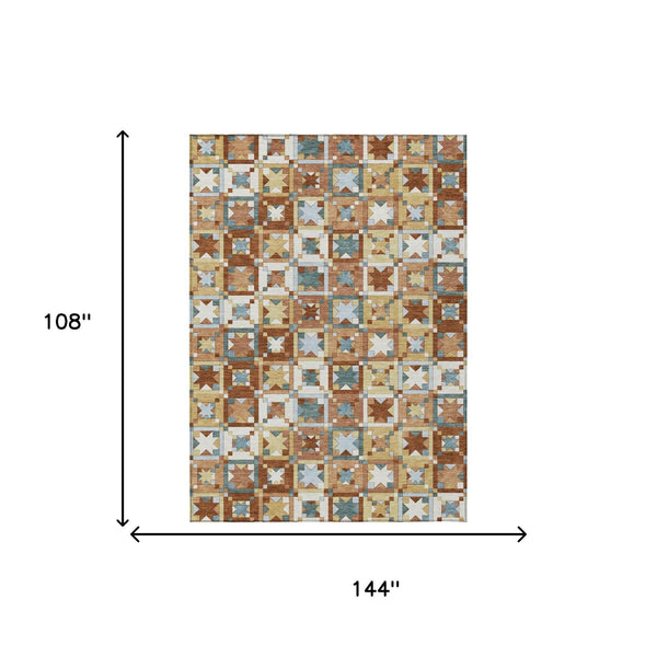 Patchwork Polyester Area Rug Washable Uv Resistant for Indoor Outdoor Patios and Living Rooms