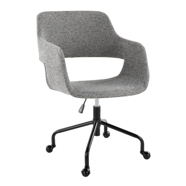 English Elm Contemporary Grey Fabric Office Chair with Sculpted Backrest and Swivel Metal Base B202P223946