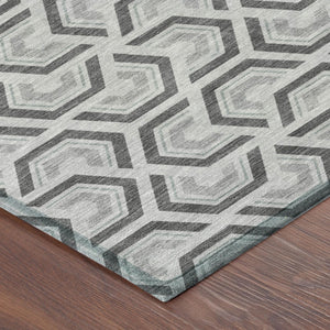 Geometric Polyester Area Rug Washable Low Pile for Indoor Outdoor Patio and Living Spaces
