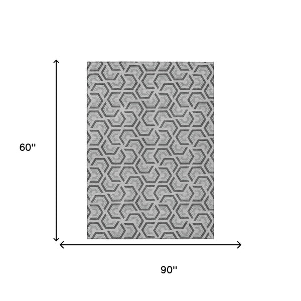 Geometric Polyester Area Rug Washable Low Pile for Indoor Outdoor Patio and Living Spaces