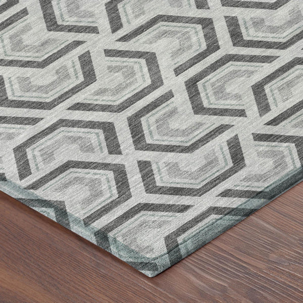 Geometric Polyester Area Rug Washable Low Pile for Indoor Outdoor Patio and Living Spaces
