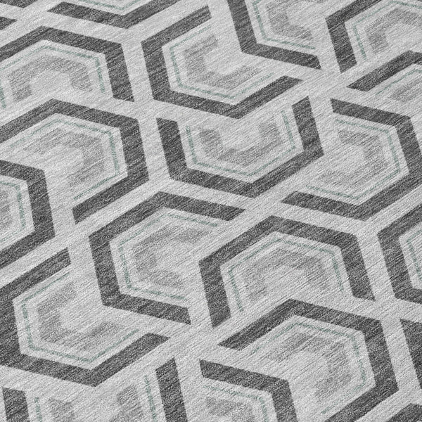Geometric Polyester Area Rug Washable Low Pile for Indoor Outdoor Patio and Living Spaces
