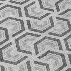 Geometric Polyester Area Rug Washable Low Pile for Indoor Outdoor Patio and Living Spaces