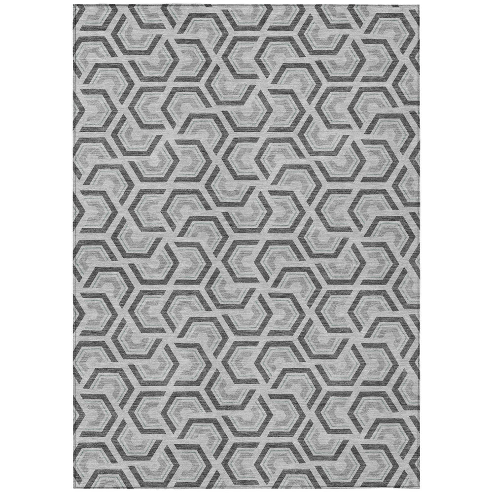 HomeRoots Geometric Polyester Area Rug Washable Low Pile for Indoor Outdoor Patio and Living Spaces 10' x 14' 730443