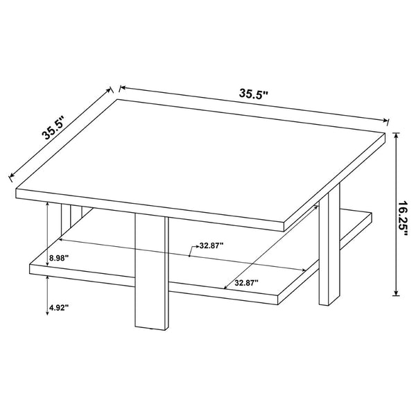 English Elm Runnion Dual Tier Square Coffee Table Warm Brown Finish for Farmhouse Living Rooms B062P441084