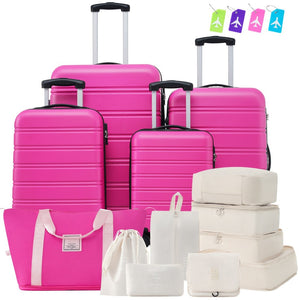 English Elm Hardshell 5 Piece Abs Spinner Luggage Set with Tsa Lock Expandable Travel Suitcases Pink PP310249AAH